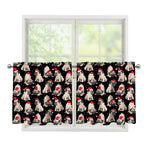 Christmas Santa Pug Pattern Print Tier Curtains