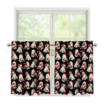 Christmas Santa Pug Pattern Print Tier Curtains