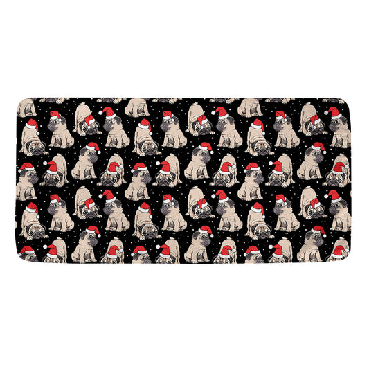 Christmas Santa Pug Pattern Print Towel