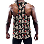 Christmas Santa Pug Pattern Print Training Tank Top