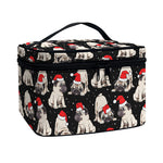 Christmas Santa Pug Pattern Print Travel Makeup Bag