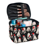 Christmas Santa Pug Pattern Print Travel Makeup Bag