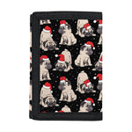 Christmas Santa Pug Pattern Print Trifold Wallet