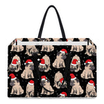 Christmas Santa Pug Pattern Print Utility Tote Bag
