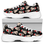 Christmas Santa Pug Pattern Print White Chunky Shoes