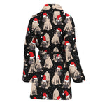 Christmas Santa Pug Pattern Print Women's Bathrobe