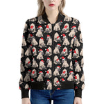 Christmas Santa Pug Pattern Print Women's Bomber Jacket