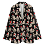 Christmas Santa Pug Pattern Print Women's Cotton Blazer