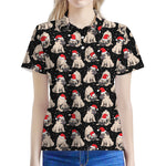 Christmas Santa Pug Pattern Print Women's Polo Shirt