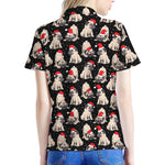Christmas Santa Pug Pattern Print Women's Polo Shirt