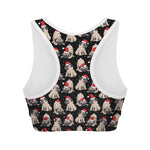Christmas Santa Pug Pattern Print Women's Sports Bra