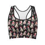 Christmas Santa Pug Pattern Print Women's Sports Bra