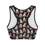 Christmas Santa Pug Pattern Print Women's Sports Bra