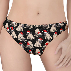 Christmas Santa Pug Pattern Print Women's Thong