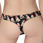 Christmas Santa Pug Pattern Print Women's Thong