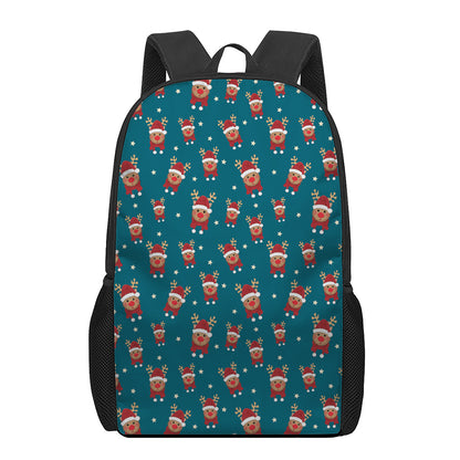 Christmas Santa Reindeer Pattern Print 17 Inch Backpack