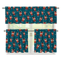 Christmas Santa Reindeer Pattern Print 3 Piece Kitchen Curtains