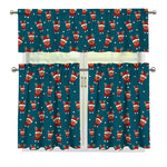 Christmas Santa Reindeer Pattern Print 3 Piece Kitchen Curtains