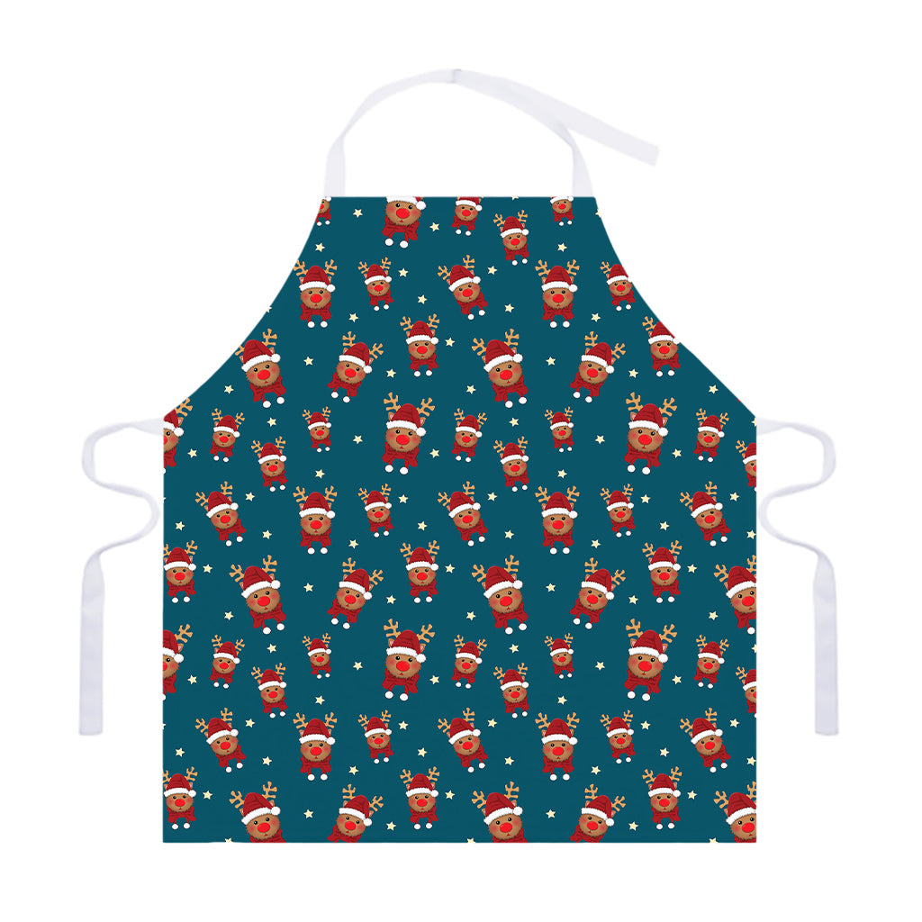 Christmas Santa Reindeer Pattern Print Adjustable Apron