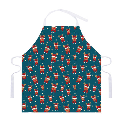 Christmas Santa Reindeer Pattern Print Adjustable Apron