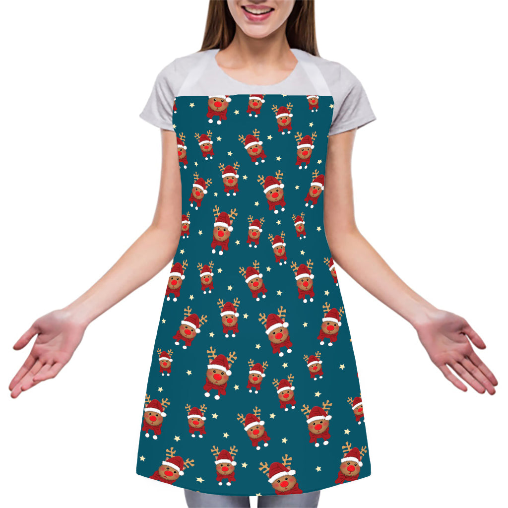 Christmas Santa Reindeer Pattern Print Adjustable Apron