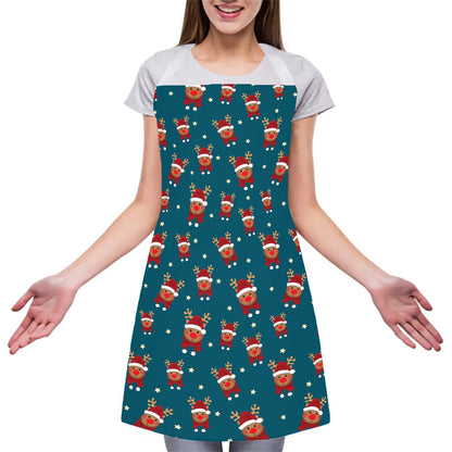 Christmas Santa Reindeer Pattern Print Adjustable Apron