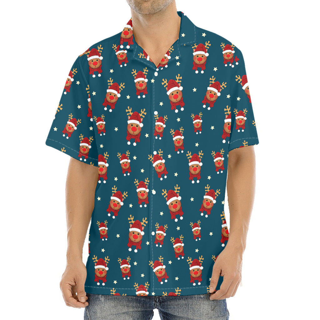 Christmas Santa Reindeer Pattern Print Aloha Shirt