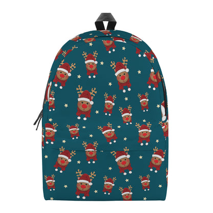 Christmas Santa Reindeer Pattern Print Backpack