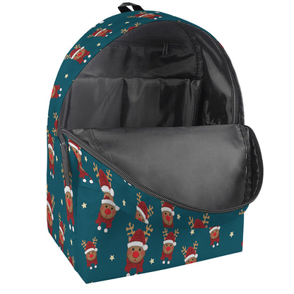 Christmas Santa Reindeer Pattern Print Backpack