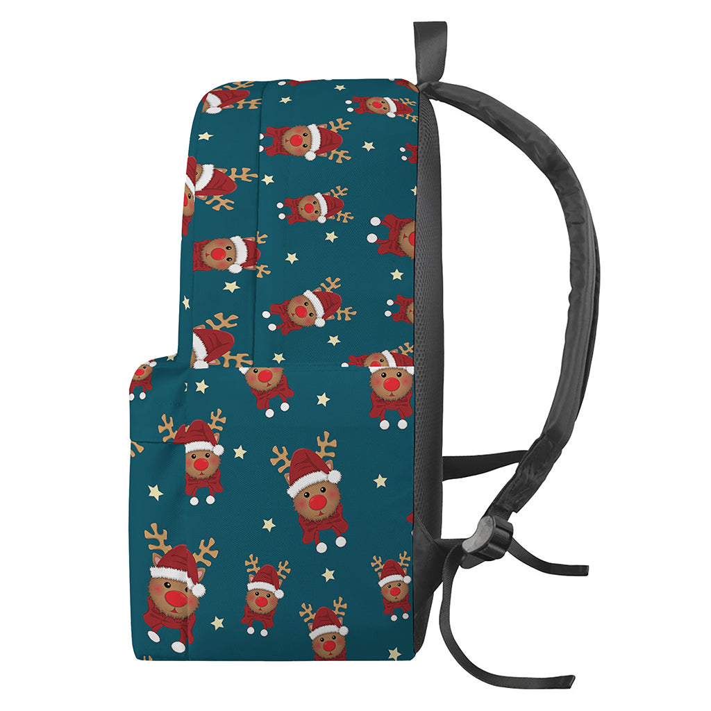 Christmas Santa Reindeer Pattern Print Backpack