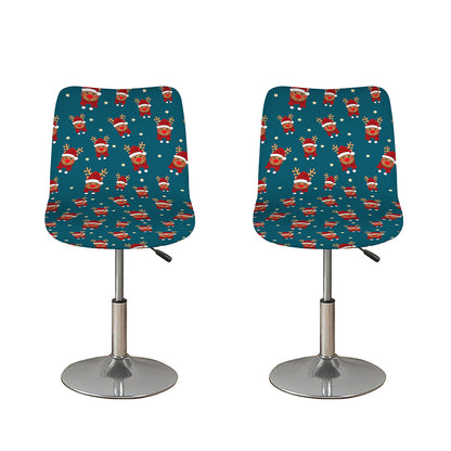 Christmas Santa Reindeer Pattern Print Bar Stool Covers