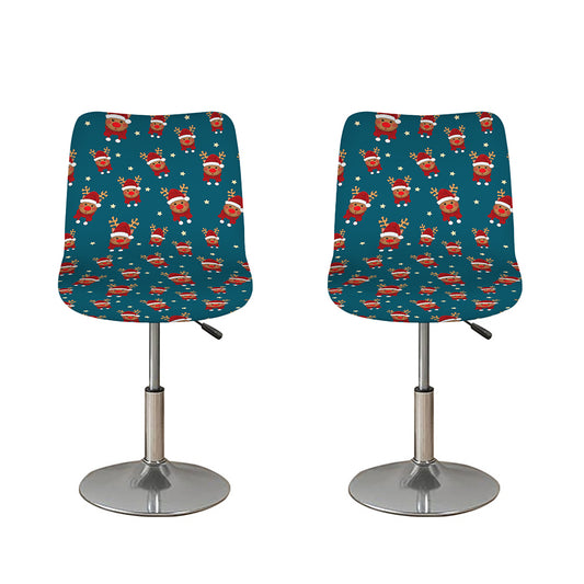 Christmas Santa Reindeer Pattern Print Bar Stool Covers