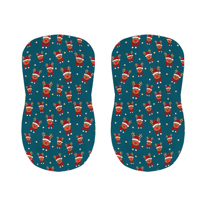 Christmas Santa Reindeer Pattern Print Bar Stool Covers