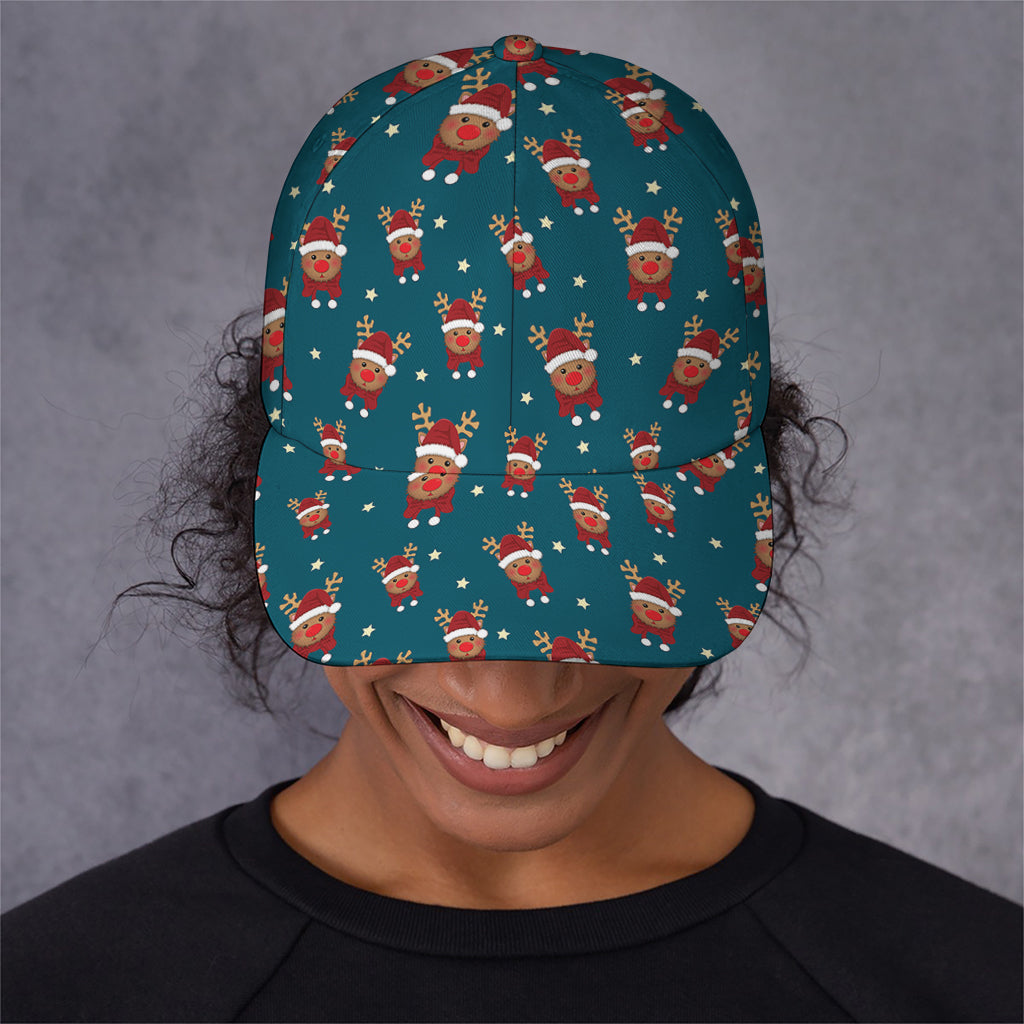 Christmas Santa Reindeer Pattern Print Baseball Cap