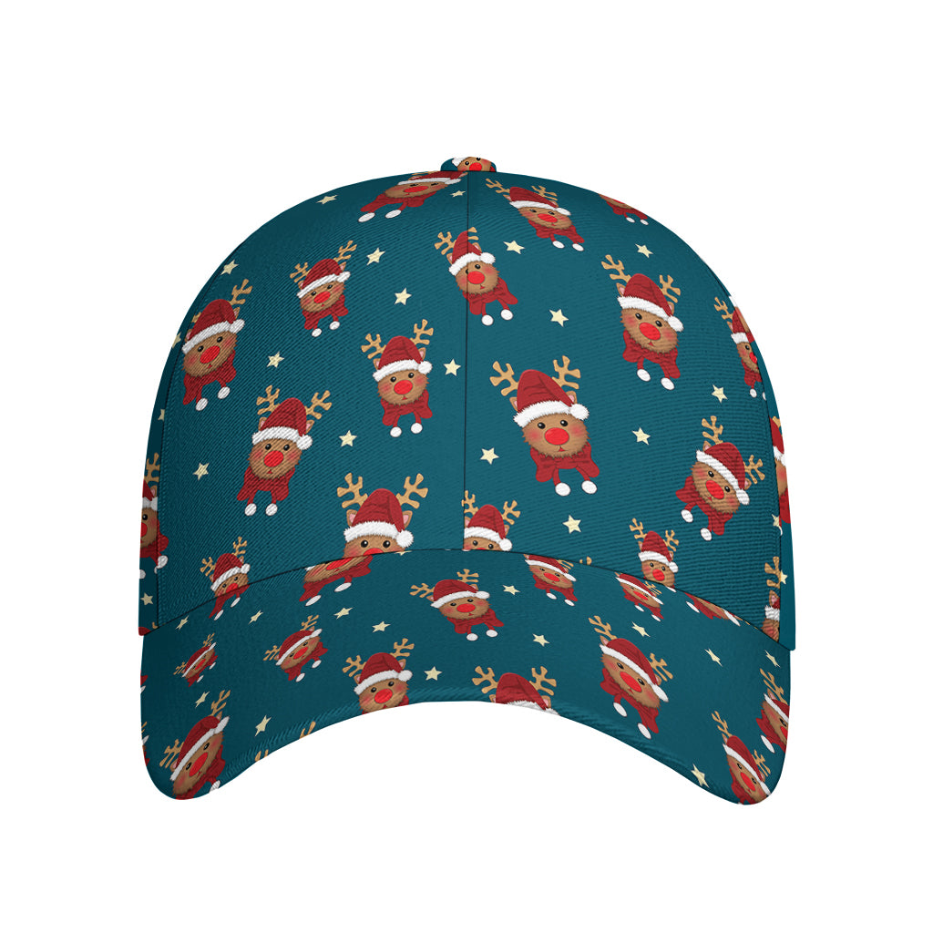 Christmas Santa Reindeer Pattern Print Baseball Cap