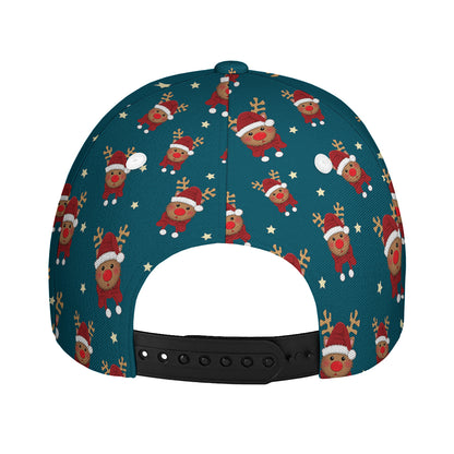 Christmas Santa Reindeer Pattern Print Baseball Cap