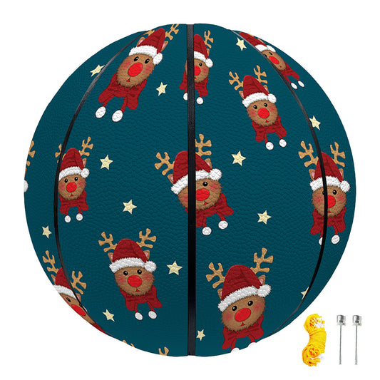 Christmas Santa Reindeer Pattern Print Basketball