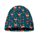 Christmas Santa Reindeer Pattern Print Beanie
