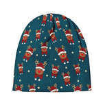 Christmas Santa Reindeer Pattern Print Beanie