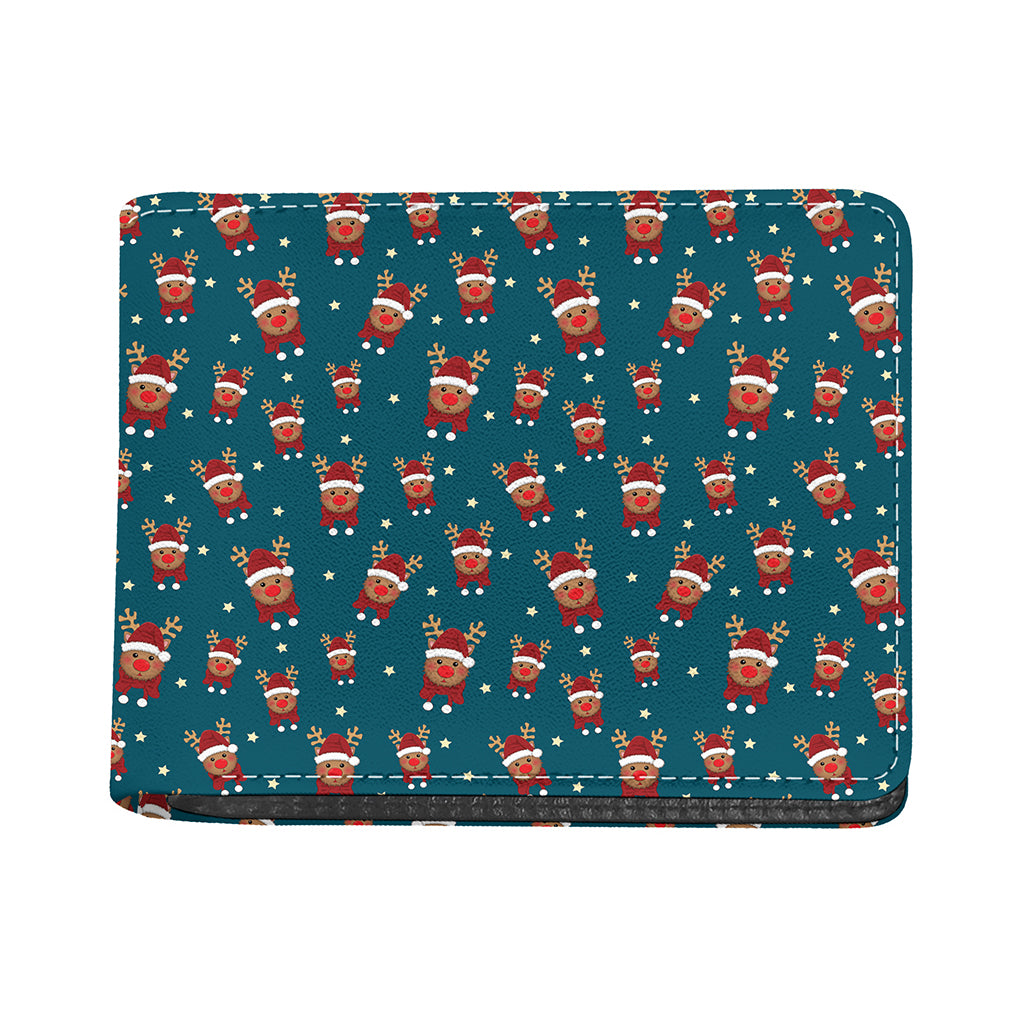 Christmas Santa Reindeer Pattern Print Bifold Wallet