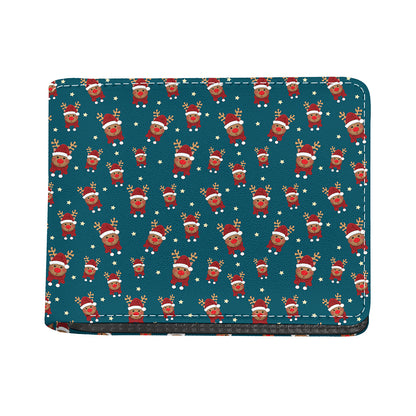 Christmas Santa Reindeer Pattern Print Bifold Wallet