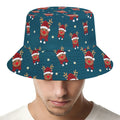 Christmas Santa Reindeer Pattern Print Bucket Hat