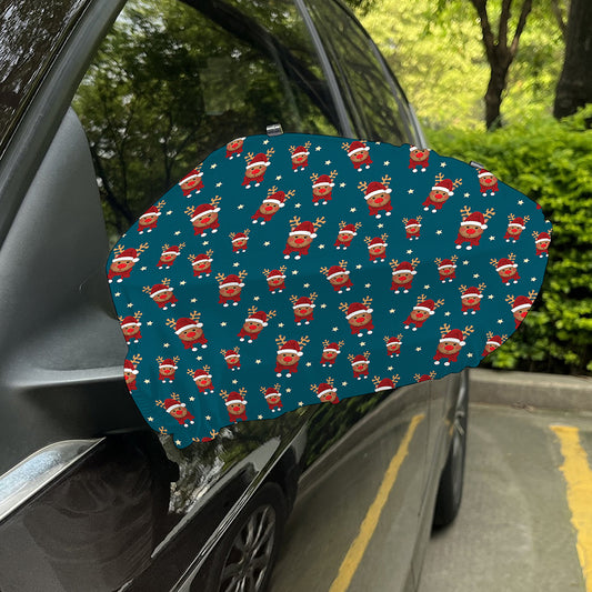 Christmas Santa Reindeer Pattern Print Car Side Mirror Covers