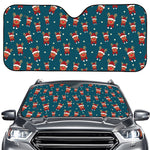 Christmas Santa Reindeer Pattern Print Car Windshield Sun Shade