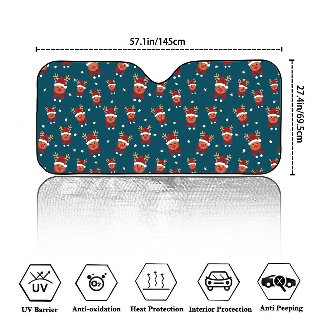 Christmas Santa Reindeer Pattern Print Car Windshield Sun Shade