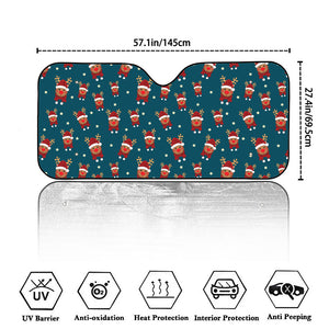 Christmas Santa Reindeer Pattern Print Car Windshield Sun Shade