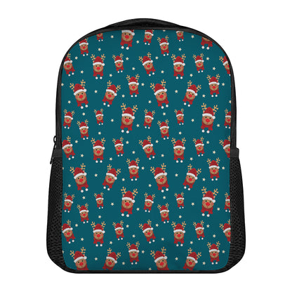 Christmas Santa Reindeer Pattern Print Casual Backpack