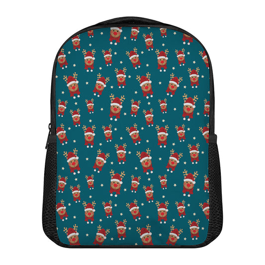 Christmas Santa Reindeer Pattern Print Casual Backpack