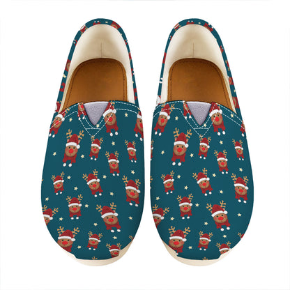 Christmas Santa Reindeer Pattern Print Casual Shoes