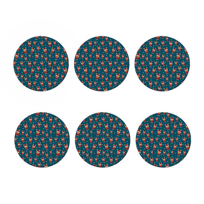 Christmas Santa Reindeer Pattern Print Coaster Set